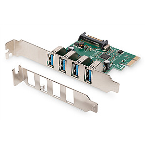 „Digitus USB 3.0“, 4 prievadai, „PCI Express“ papildomos kortelės 4 prievadai A/F išorinis, VL805 mikroschemų rinkinys DS-30221-1