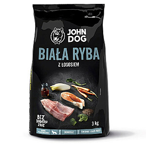 JOHN DOG Premium vidutinių ir didelių veislių Baltoji žuvis su lašiša - sausas šunų maistas - 3 kg