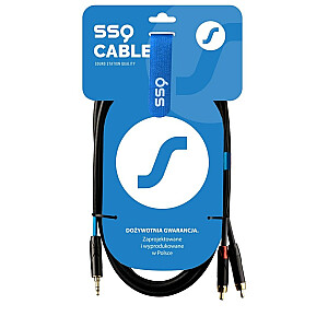 SSQ MIJRCA2 SS-1422 Mini Jack stereo kabelis nuo 3,5 mm iki 2x RCA 2 m juodas