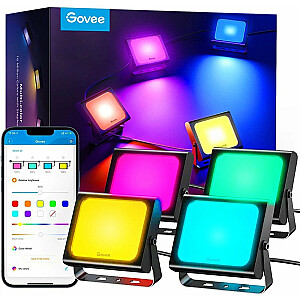 Govee H7060 RGBIC LED Viedā prožektora komplekts IP65 / Bluetooth/ Wi-Fi / 4gab.