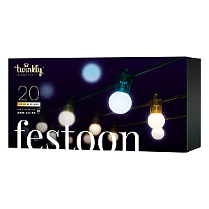 „Twinkly Festoon Smart LED Lights“ 40 AWW (auksas+sidabras) G45 lemputės, 20m