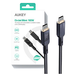 AUKEY CB-MCC102 USB-C Power Delivery PD 100 Вт 5 А Светодиод 1,8 м Нейлон Черный