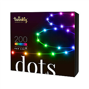 „Twinkly Dots Smart LED Lights“ 200 RGB (daugiaspalvis), 10 m, skaidrūs „Twinkly Dots“ išmanieji LED žibintai 200 RGB (daugiaspalviai), 10 m, skaidrūs RGB – 16 mln ir daugiau spalvų