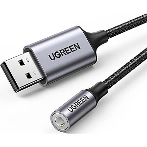 Ugreen USB-A į USB mini Jack 3,5 mm kabelis juodos ir sidabrinės spalvos (30757)