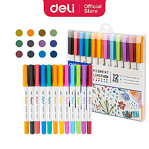 Ручки шариковые DELI, двусторонние, 12 цветов