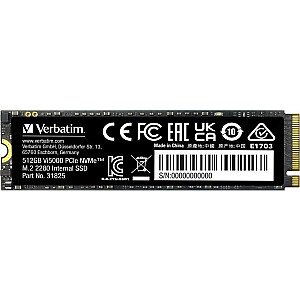 Твердотельный накопитель Dysk Verbatim Vi5000 512 ГБ M.2 2280 PCI-E x4 Gen4 NVMe (31825)