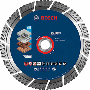 Deimantinis pjovimo diskas Bosch EXPERT MultiMaterial 230 x 22,23 x 2,4 x 15 mm