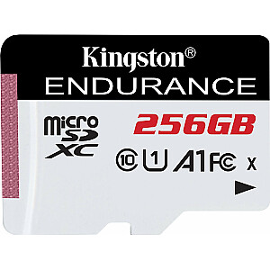 Kortelė Kingston Card microSD 256 GB Patvarumas 95/45 MB/s C10 A1 UHS-I