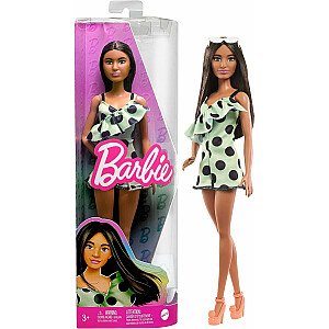 Кукла Mattel Fashionistas Barbie, брюнетка в комбинезоне в горошек HPF76