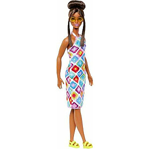 Mattel Fashionistas Barbie lėlė spalvingoje nertoje suknelėje HJT07