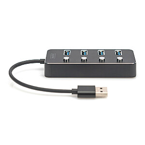 „Digitus USB 3.0 Hub“, 4 prievadai, perjungiamas, aliuminio dėklas
