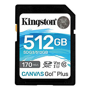 Kingston SDXC Canvas Go Plus 512 ГБ 170R C10 UHS-I U3 V30