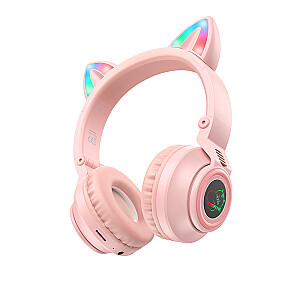 Borofone BO18 Cat Ear bluetooth ausinės rožinės spalvos