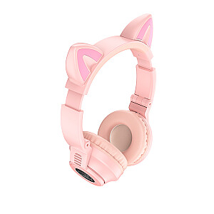 Borofone BO18 Cat Ear bluetooth ausinės rožinės spalvos