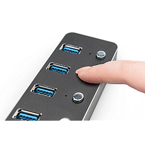 „Digitus USB 3.0 Hub“, 7 prievadai, perjungiamas, aliuminio dėklas