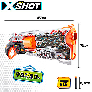 Pistoletas su 16 smūgių. kulkos 30 metrų nuotolio X-Shot Lock Blaster ZURU 8+ metų CB47144