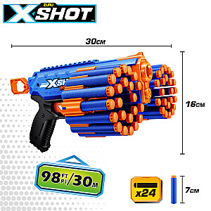Pistoletas su 24 smūgiais. kulkos, nuotolis iki 30 metrų X-Shot Insanity Manic ZURU 8 g+ CB47145