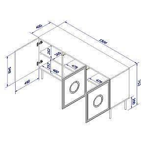 PALAZZO komoda 150x42x75 juoda+craft ąžuolas