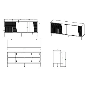 4D komoda ABI 200x45x88 matinė balta