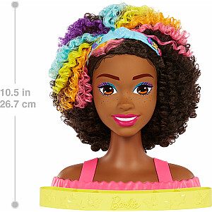 Lėlė Barbė Mattel Barbie Styling Head Neon Rainbow Garbanotieji plaukai HMD79