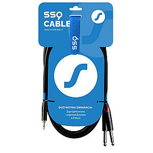 SSQ MIJM1 SS-1813 Stereo lizdas 3,5 mm iki 2 x lizdo monofoninis 6,3 mm kabelis 1 m juodas