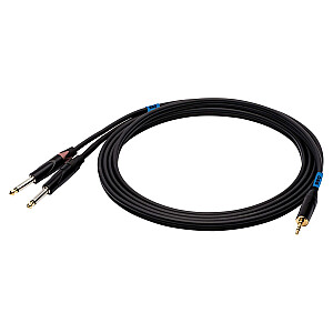 SSQ MIJM1 SS-1813 Stereo lizdas 3,5 mm iki 2 x lizdo monofoninis 6,3 mm kabelis 1 m juodas