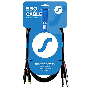 SSQ RCAJM5 – kabelis nuo 2 x RCA iki 2 x lizdo Mono 6,3 mm 3 m juodas