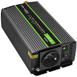 Qoltec 51925 Монолитный преобразователь напряжения 1200 MS Wave | от 12 В до 230 В | 600/1200 Вт | USB