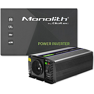 Qoltec 51925 Монолитный преобразователь напряжения 1200 MS Wave | от 12 В до 230 В | 600/1200 Вт | USB