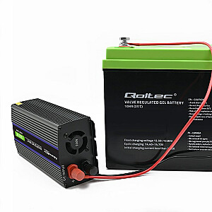 Qoltec 51925 Монолитный преобразователь напряжения 1200 MS Wave | от 12 В до 230 В | 600/1200 Вт | USB