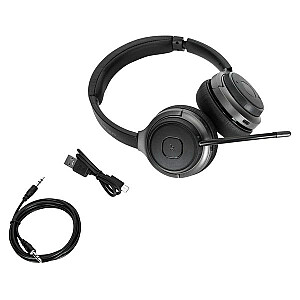 Ausinės / ausinės „Targus AEH104GL“ laidiniai ir belaidžiai ausinės skambučiai / muzika C tipo USB „Bluetooth“ juoda
