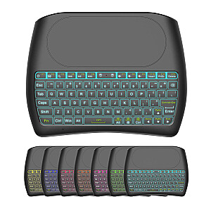 „Fusion D8“ belaidė mini klaviatūra, skirta asmeniniam kompiuteriui | PS4 | Xbox | Smart TV | Android + juoda jutiklinė dalis (su RGB apšvietimu)