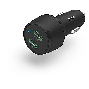 Hama USB-C/USB-A automobilinis įkroviklis energijos tiekimui / greitam įkrovimui 32 W czarna