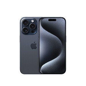 Apple iPhone 15 Pro, 15,5 cm (6,1 colio), dvi SIM kortelės, iOS 17, 5G, USB Type-C, 128 GB, titanas, mėlynas