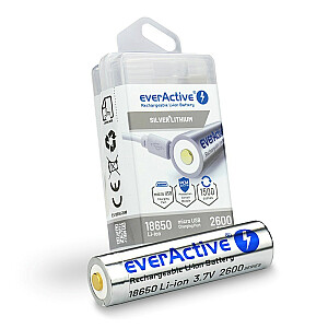 everActive 18650 3,7 V ličio jonų 2600 mAh mikro USB baterija su BOX apsauga