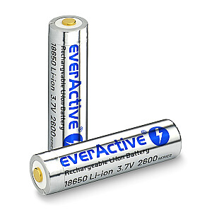 everActive 18650 3,7 V ličio jonų 2600 mAh mikro USB baterija su BOX apsauga