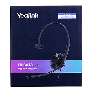 Наушники/гарнитура Yealink UH34 MONO TEAMS Проводная повязка на голову Офис/колл-центр USB Type-A Черный