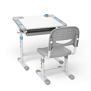 Ergonomiškas vaikiškas stalas su rankiniu aukščio reguliavimu ir Ergo biuro kėdė, mėlyna, maks. 75 kg, ER-418