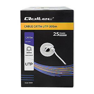 Tinklo kabelis Qoltec 50358 UTP | CAT5E | 305m | PVC pilka