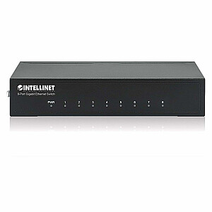 8 prievadų Gigabit Ethernet Intellinet jungiklis, metalinis (2 kontaktų europinis kištukas)