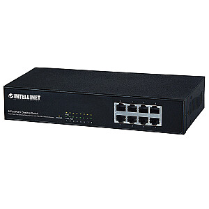 Intellinet 8 prievadų Fast Ethernet PoE+ jungiklis 8 prievadų IEEE 802.3at/af Power-over-Ethernet (PoE+/PoE) Endspan Desktop Box