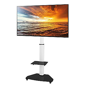 Techly grindų atrama su vežimėliu lentynos televizoriumi LCD/LED/plazma 37-70 colių, balta