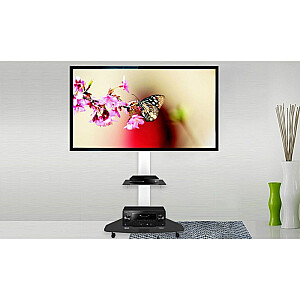 Techly grindų atrama su vežimėliu lentynos televizoriumi LCD/LED/plazma 37-70 colių, balta