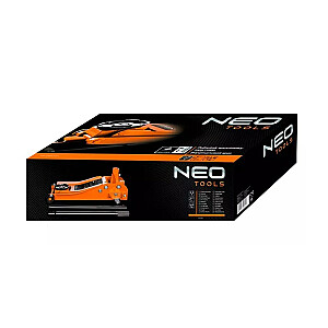 Neo Tools žemo profilio hidraulinis domkratas, kurio keliamoji galia iki 2,5 tonos.