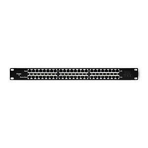 Qoltec 54477 Patch Panel RACK| 48V | 24 prievadai | Pasyvus PoE purkštukas | Juoda