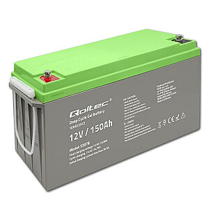 Qoltec 53078 Deep Cycle gelio baterija | 12V | 150 Ah | 44,5 kg