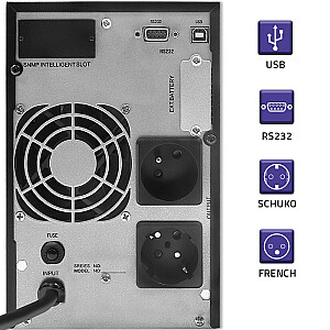 ИБП Qoltec 53981 | Он-лайн | Чистая синусоида | 2кВА | 1,6 кВт | ЖК | USB