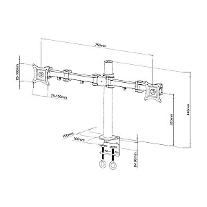 Techly Double LCD stalinis laikiklis (301740) 13-27 colių