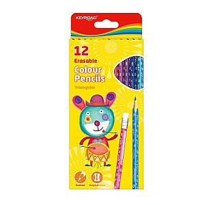 Keyroad spalvoti pieštukai, 12 spalvų, su trintukais