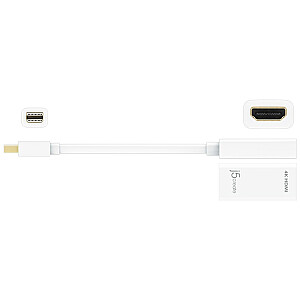 Адаптер J5create mini DisplayPort — 4K HDMI (miniDP m — 4K HDMI f 125 мм; цвет белый) JDA159-N